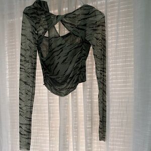 Zara Green Zebra Print Women's Top